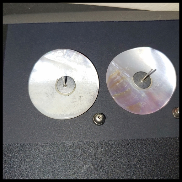 Vintage Carved Mother of Pearl Earrings - Picture 7 of 7